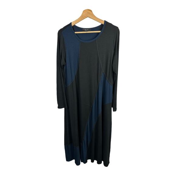 Comfy USA Womens size Medium Michelle Colorblock Long Sleeve Ribbed Midi Dress - Picture 1 of 9
